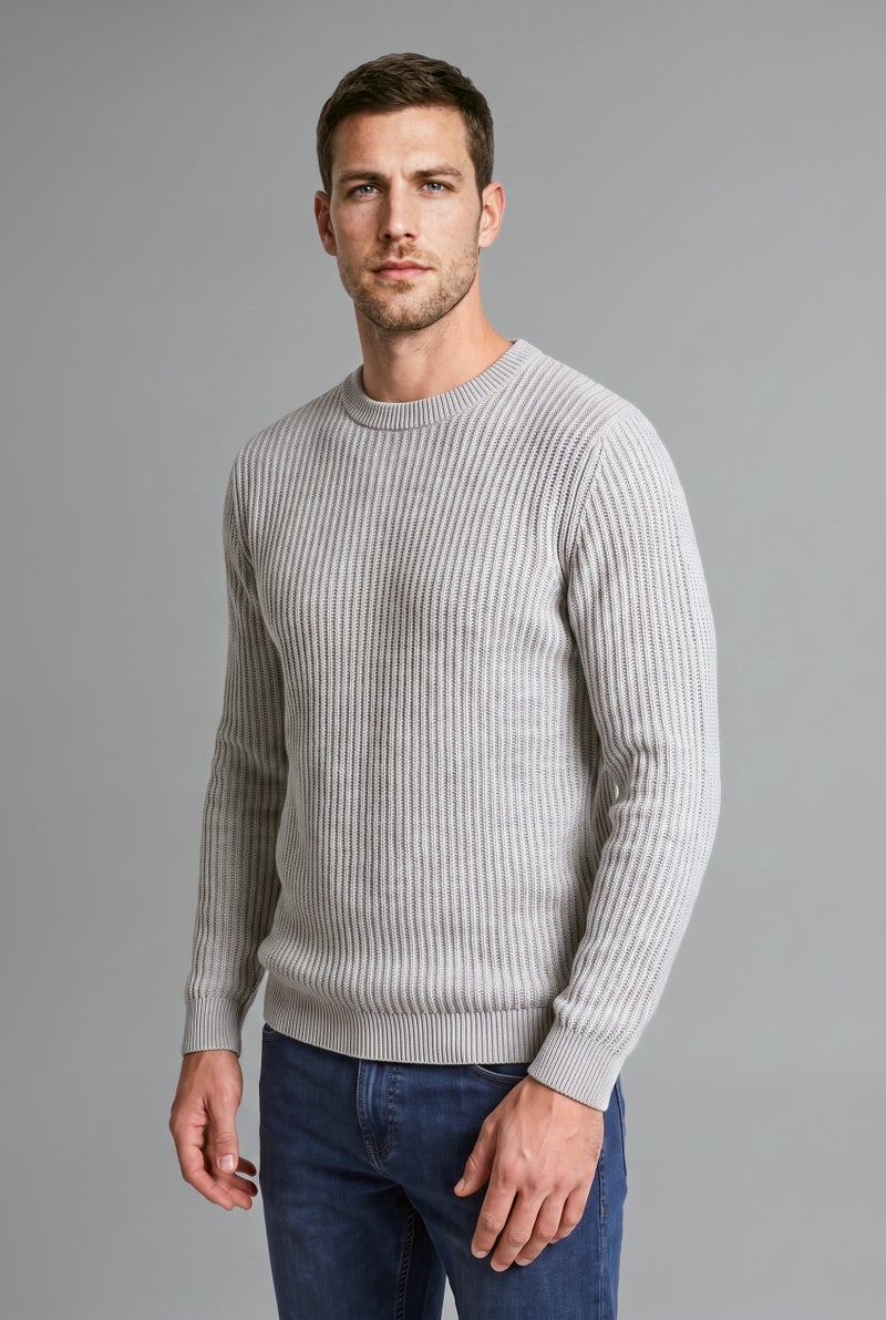DeFacto Grey Man Standard Fit Crew Neck Ribbed Knit Pullover Casual - Image 2