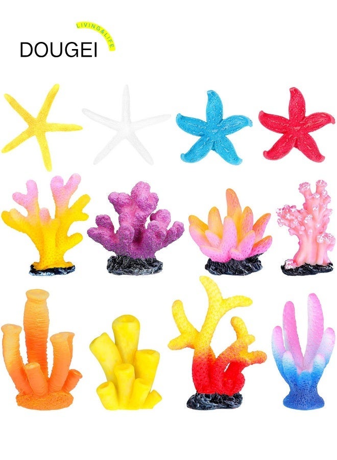 DOUGEI 12 Pieces Fake Coral Plant Aquarium Decorations Fish Tank Ornament Decor Artificial Polyresin Colorful Coral Reef Decoration Accessories for Betta Fish Tank Aquarium Landscape(Lovely Style) - Image 1