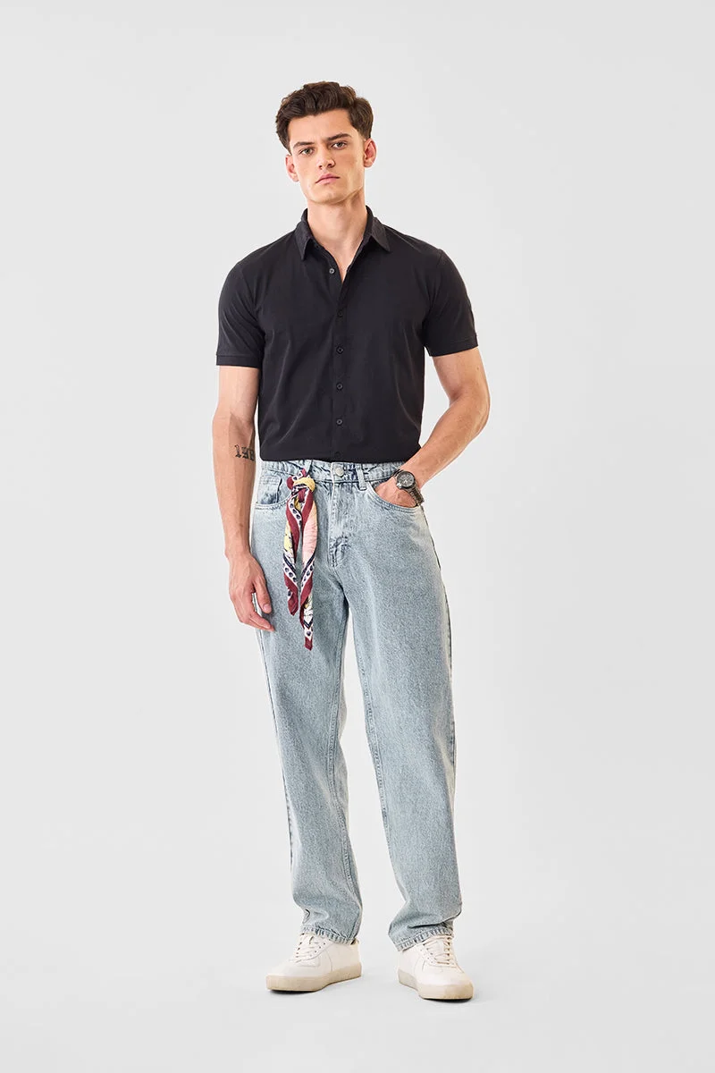 SNITCH قميص أسود بقصة عادية