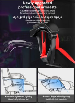 ULHYC Esports Gaming Chair, Adjustable Computer Chair, Computer Office, PU Leather, High Backrest, Lumbar Support, Comfortable Armrests, Headrest With Footrest, Black and Red 24.8x14.5x44.5 inch  - Image 3