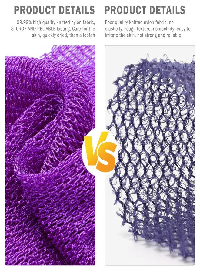 UJFQBH African Net Sponge 2-Pieces, Authentic Exfoliating Body Scrubber for Shower & Bath, Deep Cleansing Lather for Dead Skin Removal, Back Scrubber for Women & Men (Rose Red & Purple) - Image 2