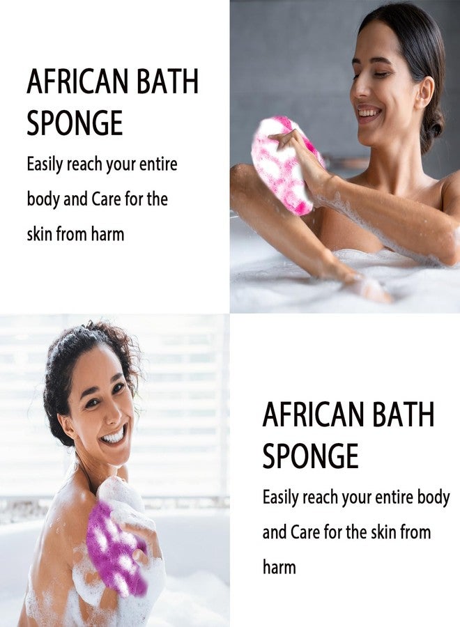 UJFQBH African Net Sponge 2-Pieces, Authentic Exfoliating Body Scrubber for Shower & Bath, Deep Cleansing Lather for Dead Skin Removal, Back Scrubber for Women & Men (Rose Red & Purple) - Image 5