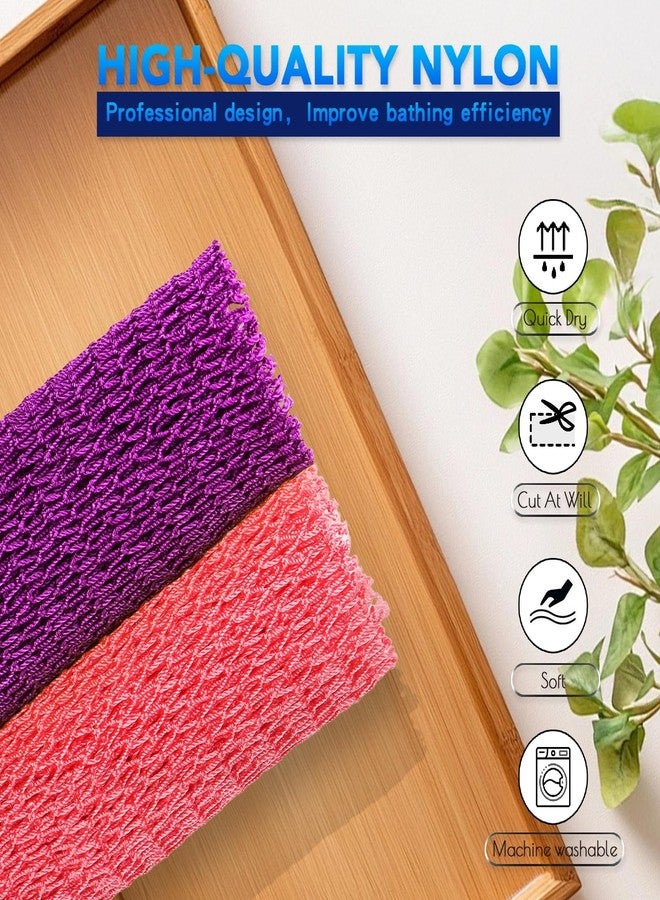 UJFQBH African Net Sponge 2-Pieces, Authentic Exfoliating Body Scrubber for Shower & Bath, Deep Cleansing Lather for Dead Skin Removal, Back Scrubber for Women & Men (Rose Red & Purple) - Image 4