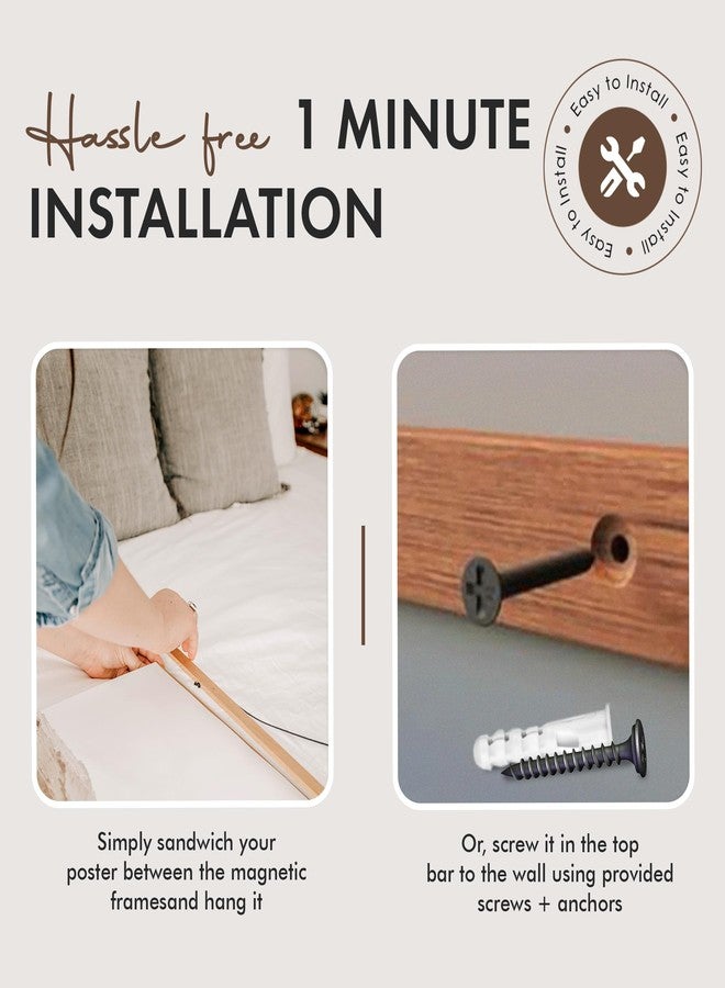 ترافليزاشن حامل ملصقات مغناطيسي بإطار ملصق مقاس 24 بوصة مع مغناطيس قوي، مجموعة تعليق كاملة للملصقات والفنون والخرائط والمزيد، يناسب مقاسات 24 × 17، 24 × 20، 24 × 36، من خشب الساج - Image 5