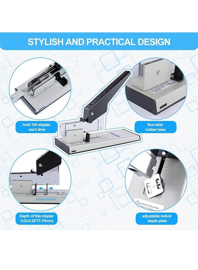 Heavy Duty Stapler,100 Sheet High Capacity Large Stapler with Staple Remover, Effortless Industrial Stapler,Easy to Load Heavy-Duty Stapler,Booklet Stapler,Commercial Stapler - Image 4