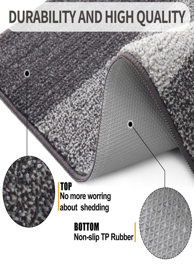Kitinjoy Indoor Outdoor Door Mat, 32x20 Non-Slip Absorbent Dirt Trapper, Low-Profile Washable Inside Entrance Front Floor Mat, Sturdy Soft Entry Doormats for Entryway, Grey - Image 3
