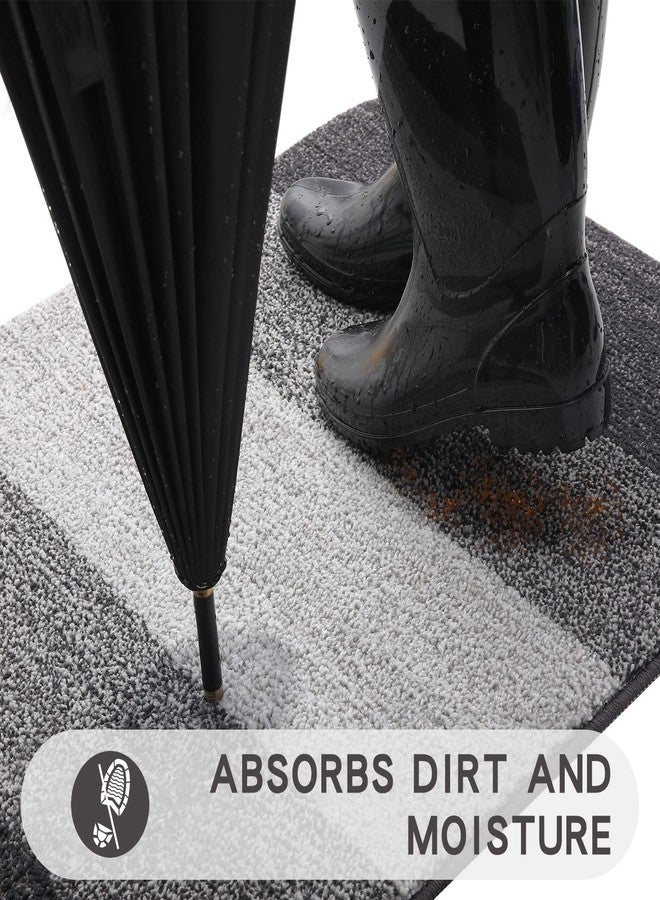 Kitinjoy Indoor Outdoor Door Mat, 32x20 Non-Slip Absorbent Dirt Trapper, Low-Profile Washable Inside Entrance Front Floor Mat, Sturdy Soft Entry Doormats for Entryway, Grey - Image 2