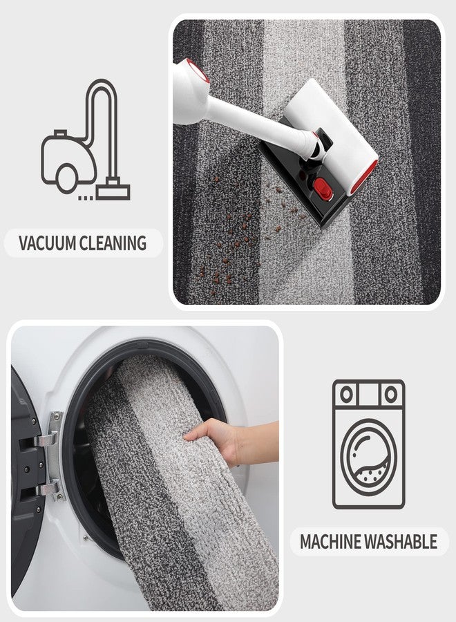 Kitinjoy Indoor Outdoor Door Mat, 32x20 Non-Slip Absorbent Dirt Trapper, Low-Profile Washable Inside Entrance Front Floor Mat, Sturdy Soft Entry Doormats for Entryway, Grey - Image 5
