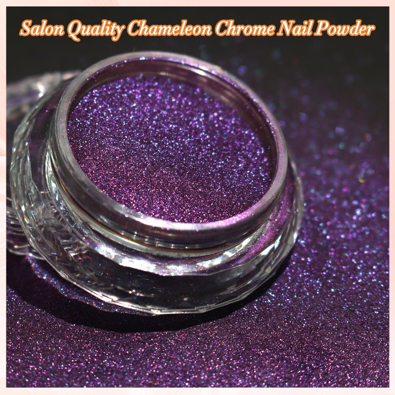 FNNZ Chameleon Chrome Nail Powder, Color-Shift Nail Powder Pigment Glitter Dust Magic Chameleon Mirror Effect Metallic Multi-Chrome Effect for Gel Polish Nail Art Decoration - Cyberpunk - Image 3