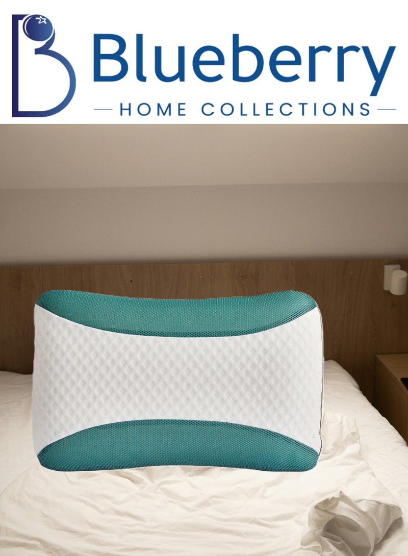 Blueberry وسادة ميموري فوم معززة بالأوكالبتوس | مضادة للحساسية وقابلة للتنفس | غطاء قابل للإزالة - 60x40x12 سم - Image 1