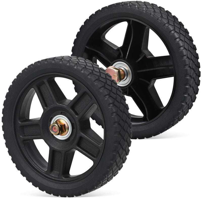7 Inch Lawn Mower Replacement Wheels 2 Pieces Set with Screws for Push Mower - Image 2