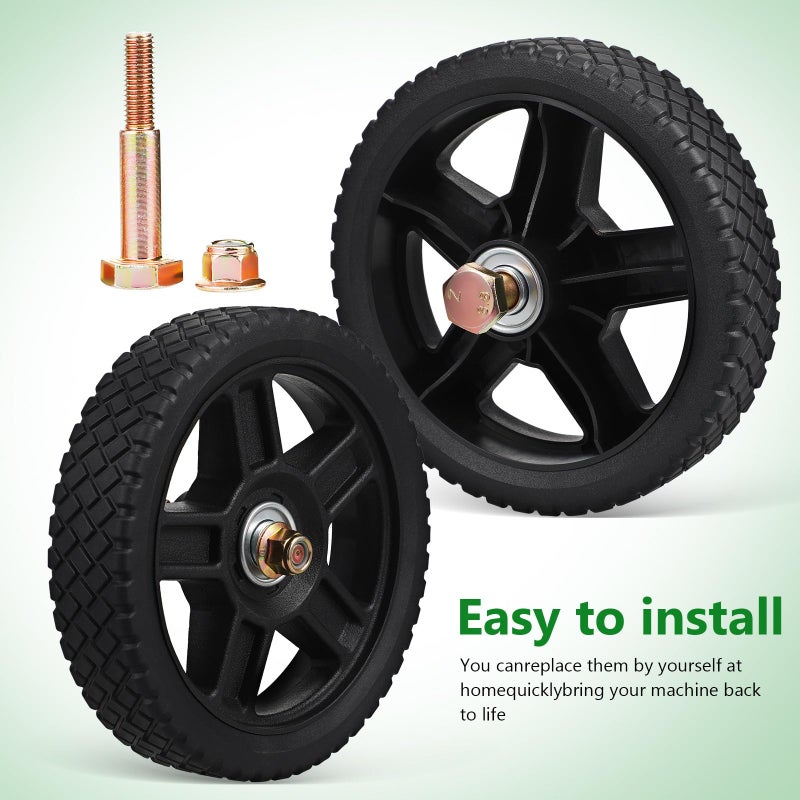 7 Inch Lawn Mower Replacement Wheels 2 Pieces Set with Screws for Push Mower - Image 4