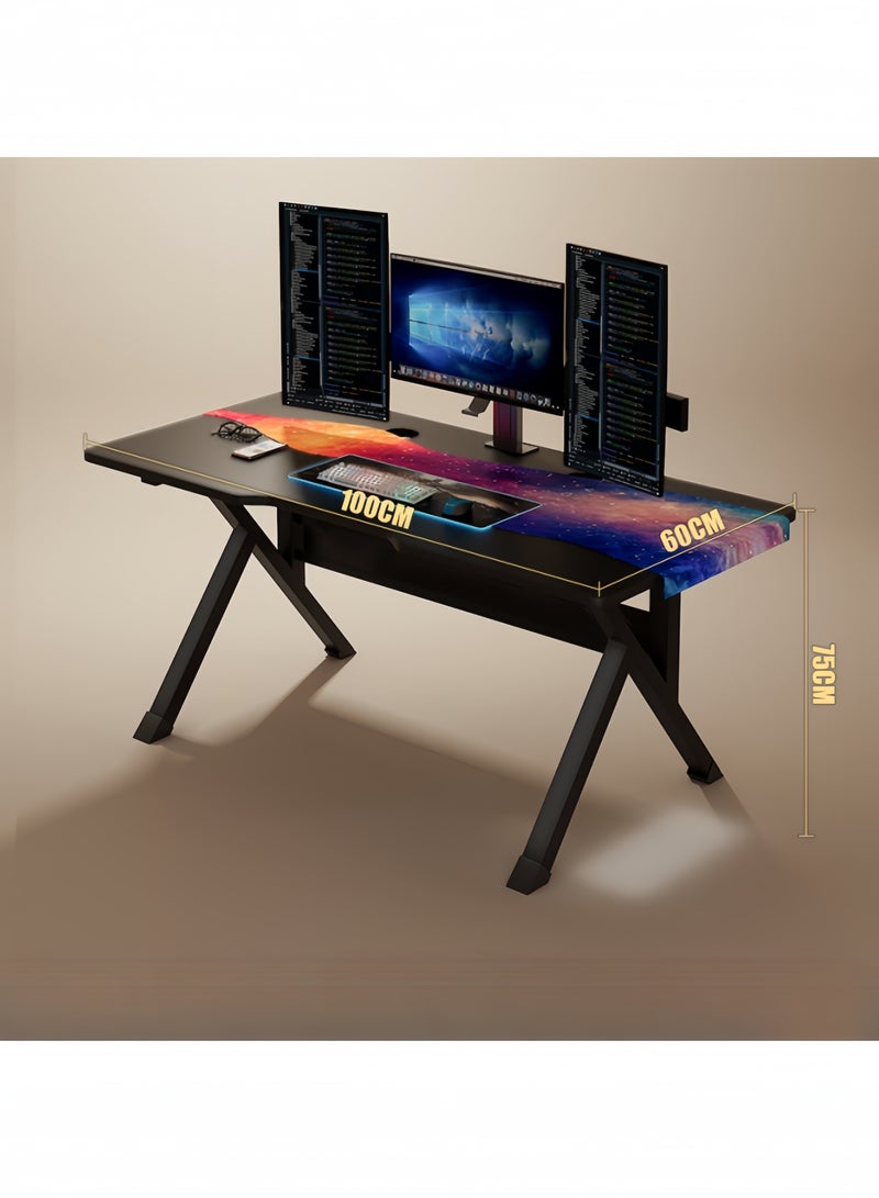 GGEROU Gaming Desk 100cm Home Computer Desk Minimalist style Computer Gamer Table with Carbon Fiber Desktop Ergonomic Home Office Computer Desk 100x60x75cm(Without Host Bracket) - Image 2