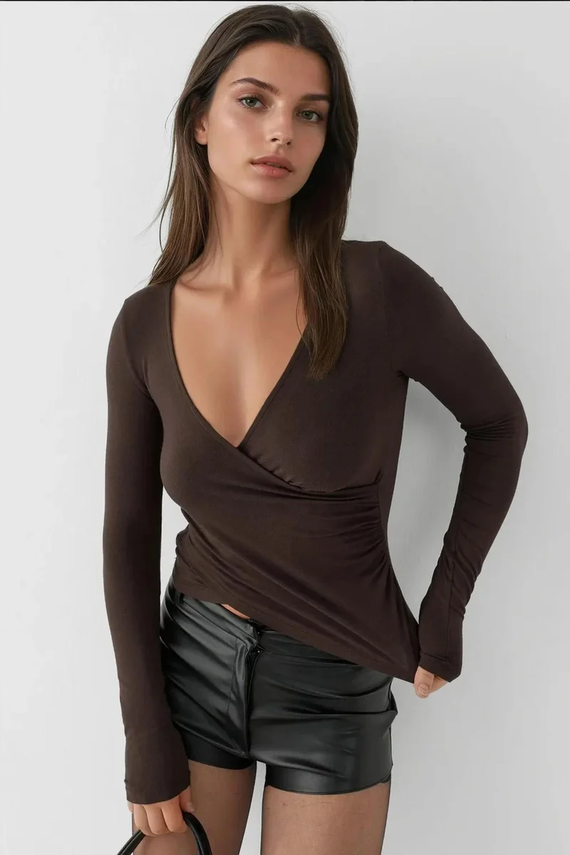 Hiccup Slim Fit Soft Touch V-Neck Long Sleeve Top