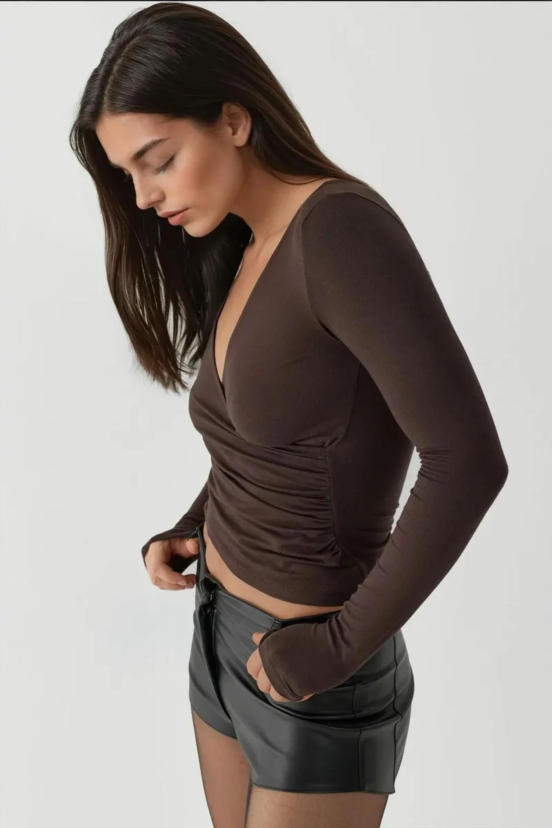 Hiccup Slim Fit Soft Touch V-Neck Long Sleeve Top