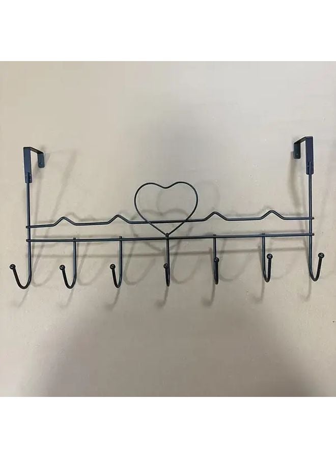 منظم الأسود فوق الباب مع 7 خطاطيف لتوفير مساحة التخزين للمناشف والروب - Image 5