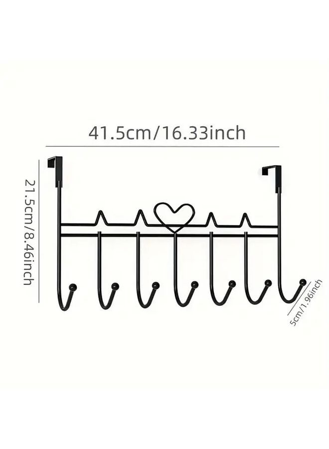منظم الأسود فوق الباب مع 7 خطاطيف لتوفير مساحة التخزين للمناشف والروب - Image 4