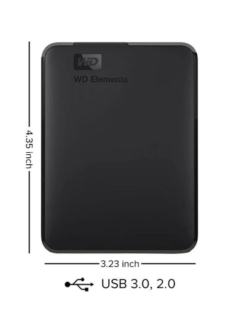 1TB Elements Portable External Hard Drive USB 3.0 -USB Type A Read Speed 520 MBps Write Speed 480 MBps Black, WDBUZG0010BBK 1 TB