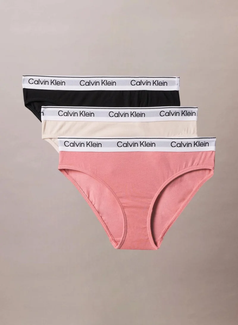 Calvin Klein Jeans 3 Pack Girls Bikini Briefs - Icon Cotton Stretch