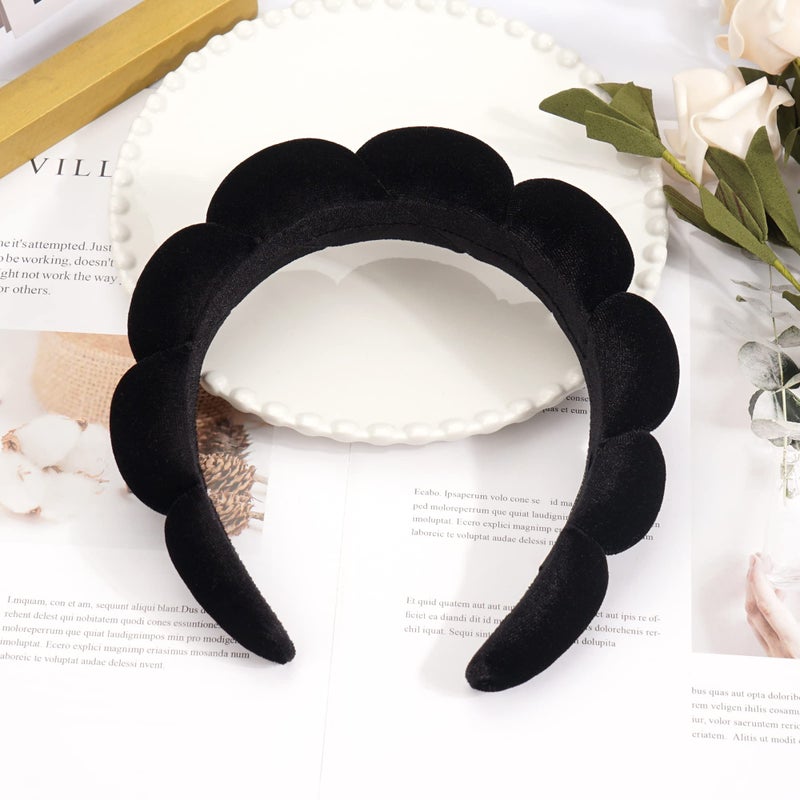 Ayesha Spa Headband for Women Sponge Headband for Washing Face Clouds Soft Hairband Makeup Headbands for Women Girls Shower Makeup Skincare (Black) - Image 4