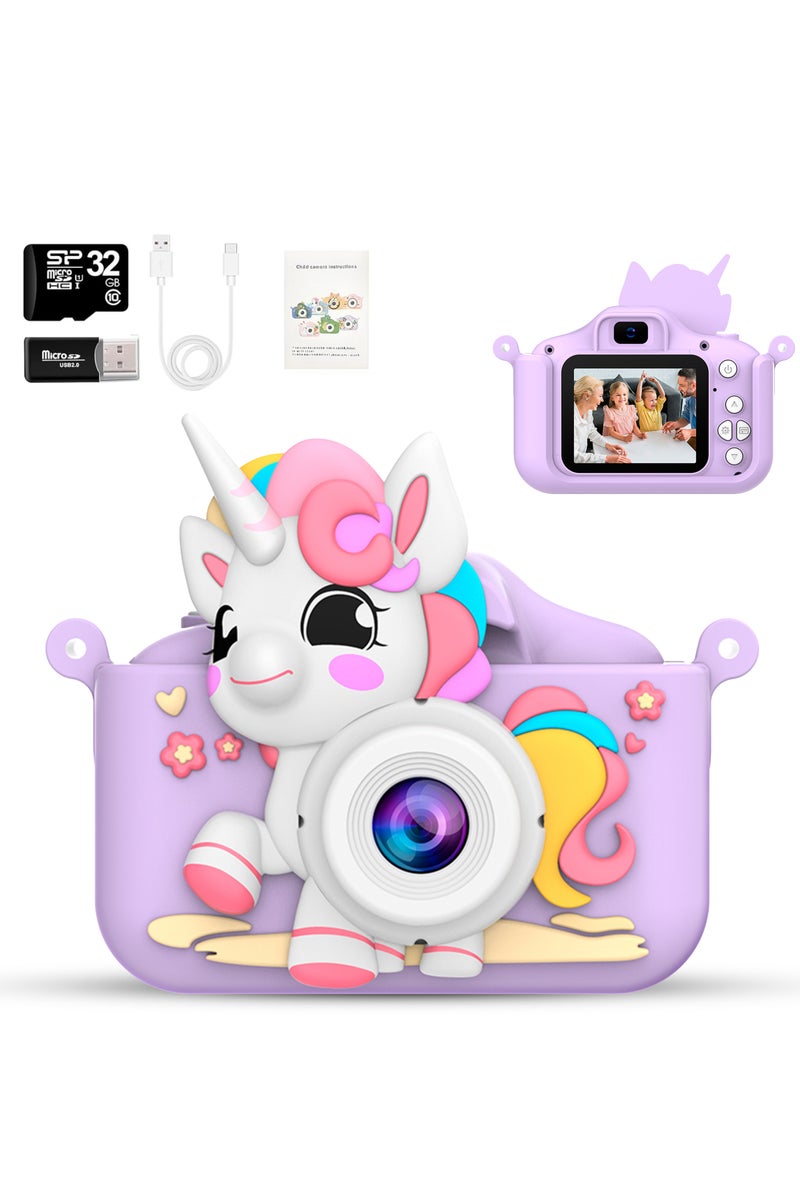 أيه بي جي كاميرا رقمية للأطفال مع فيديو - كاميرا لعبة للأطفال الصغار والأطفال من سن 3 إلى 12 عامًا مزودة ببطاقة SD سعة 32 جيجابايت وقارئ USB وألعاب وموسيقى - كاميرا صغيرة مع فلاتر وحافظة كرتونية - هدية مثالية للأطفال - Image 1