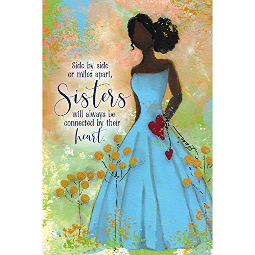 DEXSA Sisters Wood Plaque - Made in the USA - 6x9 inches-Durable, Colorful Wall Tabletop Art Decoration with Easel and Hanging Hook | Side by side or miles apart, Sisters will always be connected - Image 1