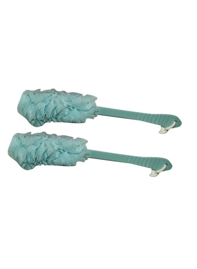 Evolife Plastic Loofah with Long Handle for Bathing | Soft Mesh Back Scrubber for Men & Women | Exfoliating Body Wash Shower Sponge | Gentle Back Rub Loofah | Easy Grip Handle (Green) - Image 1
