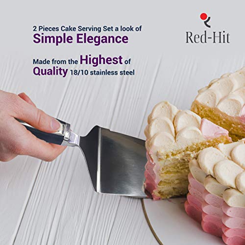 RED-HIT Cake Cutting Set for Wedding Cake Knife and Server Set, Cake Cutter and Pie Spatula, Cake Server and Knife Set of 2 (Plastic Handle, Silver) - Image 5