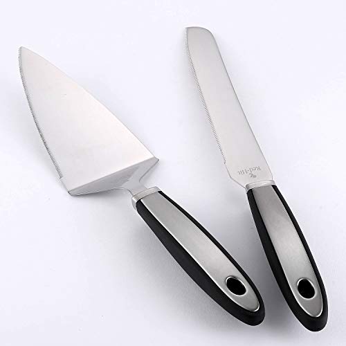 RED-HIT Cake Cutting Set for Wedding Cake Knife and Server Set, Cake Cutter and Pie Spatula, Cake Server and Knife Set of 2 (Plastic Handle, Silver) - Image 4