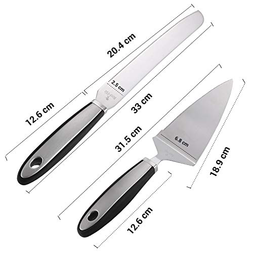 RED-HIT Cake Cutting Set for Wedding Cake Knife and Server Set, Cake Cutter and Pie Spatula, Cake Server and Knife Set of 2 (Plastic Handle, Silver) - Image 3