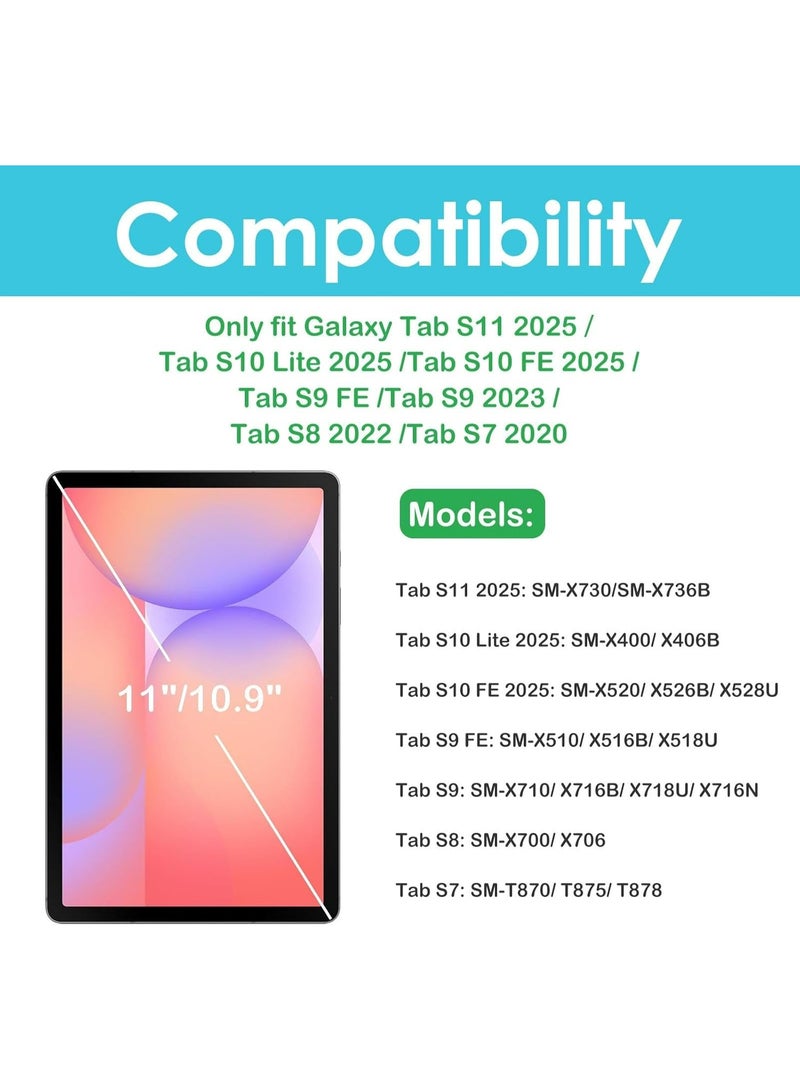 Rock Pow 2 Pcs Screen Protector for Samsung Galaxy Tab S11/S10 Lite 5G 10.9 inch 2025/S10 FE 10.9 inch 2025/Tab S9 FE 10.9 inch/ S9 2023/ Tab S8 2022/ Tab S7 2020 11 inch, Hardness Tempered Glass Screen Film Guard HD Clear - Image 2