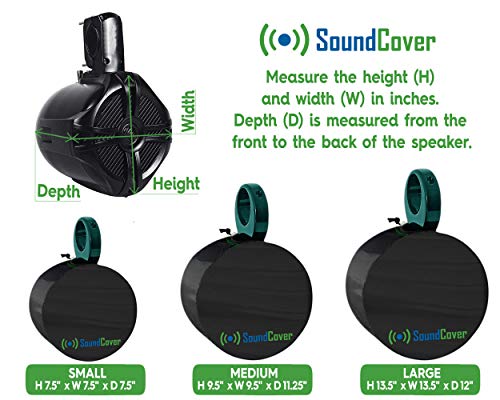 SoundCover Marine Wakeboard Tower Speaker Covers for 6.5” Round or 6x9” Oval Speakers – 210T Polyester w/ Silver UV Coating – Water-Resistant, Double-Stitched with Drawcord, Drainage Eyelets – Medium (Set of 2) - Image 3