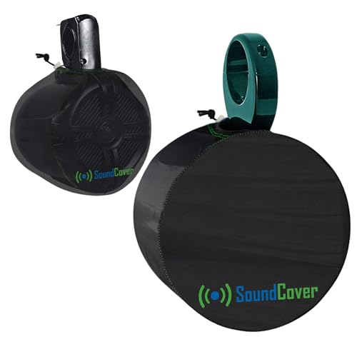 SoundCover Marine Wakeboard Tower Speaker Covers for 6.5” Round or 6x9” Oval Speakers – 210T Polyester w/ Silver UV Coating – Water-Resistant, Double-Stitched with Drawcord, Drainage Eyelets – Medium (Set of 2) - Image 1