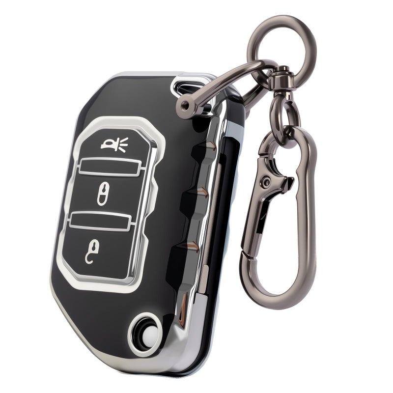 CHATYYD Key Fob Cover for Jeep with KeychainSoft TPU Key Case for Jeep Wrangler Gladiator Proximity 20182024 Car Accessories - Image 3