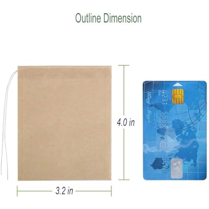 achard Tea Filter Bags For Loose Tea Disposable Tea Filter Bags Wood Pulp Material Biodegradable And Compostable Unbleached Empty Tea Infuser Sachets With Drawstring 200 Pack 7 X 10 Cm - Image 3