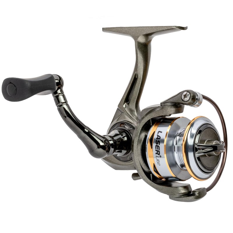Lew's Lews Laser Lite Spinning Fishing Reel Size 75 Reel 61 Bearings 501 Gear Ratio Graphite Frame Reversible Retrieve Metallic GraySilverGold - Image 2