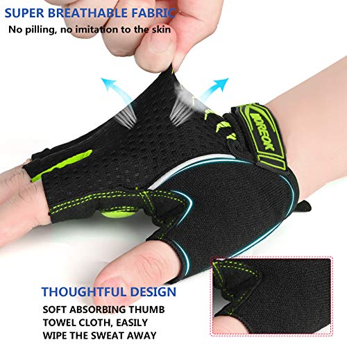 MOREOK Cycling Gloves Bike Gloves for Men/Women-[Breathable Anti-Slip 5MM Gel Pad] Biking Gloves Half Finger Road Bike MTB Bicycle Gloves-121-Green-S - Image 3