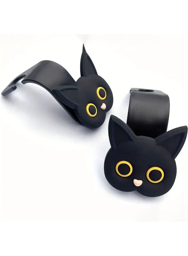 Black Cat 4pcs Car Headrest Hooks Organizer for Bags Purses Coats - Image 2