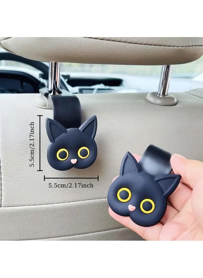 Black Cat 4pcs Car Headrest Hooks Organizer for Bags Purses Coats - Image 4