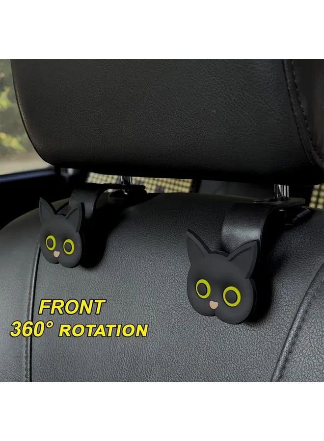 Black Cat 4pcs Car Headrest Hooks Organizer for Bags Purses Coats - Image 3