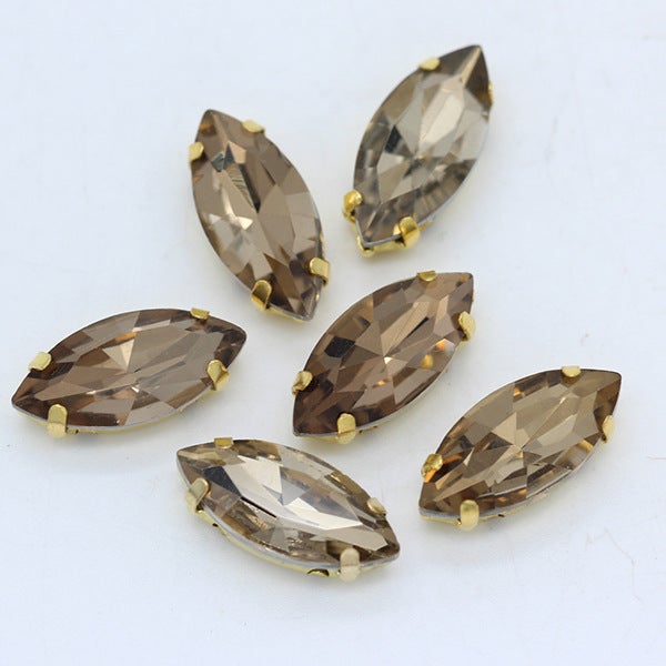 Wholesale horse eye crystal glass claw drill multi-specification hand-stitched claw drill DIY clothing wedding dress bag shoes accessories Coffee 