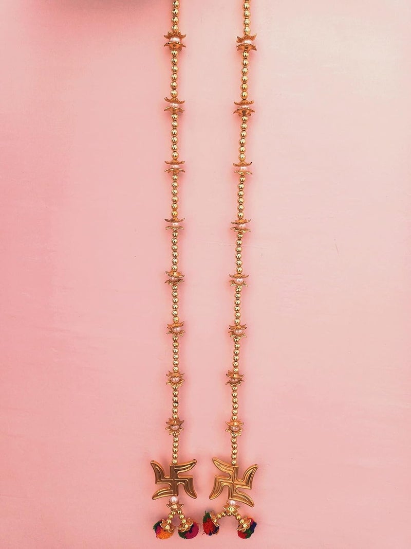 CREYENTES Latkan for Door Golden Ganesha with Leaf Bandarwal for Home Door Wall Hanging Door Decor Temple Pooja Room Diwali Toran Rajasthani Toran Latkan_sathiyo - Image 1