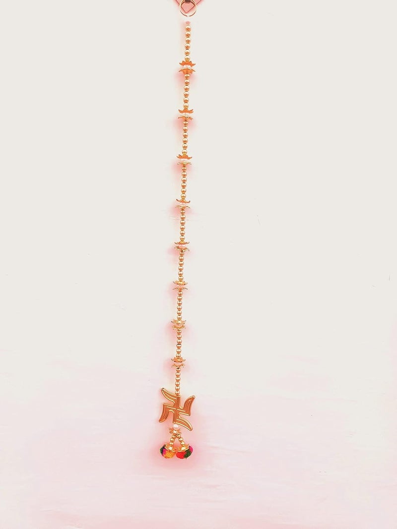 CREYENTES Latkan for Door Golden Ganesha with Leaf Bandarwal for Home Door Wall Hanging Door Decor Temple Pooja Room Diwali Toran Rajasthani Toran Latkan_sathiyo - Image 4