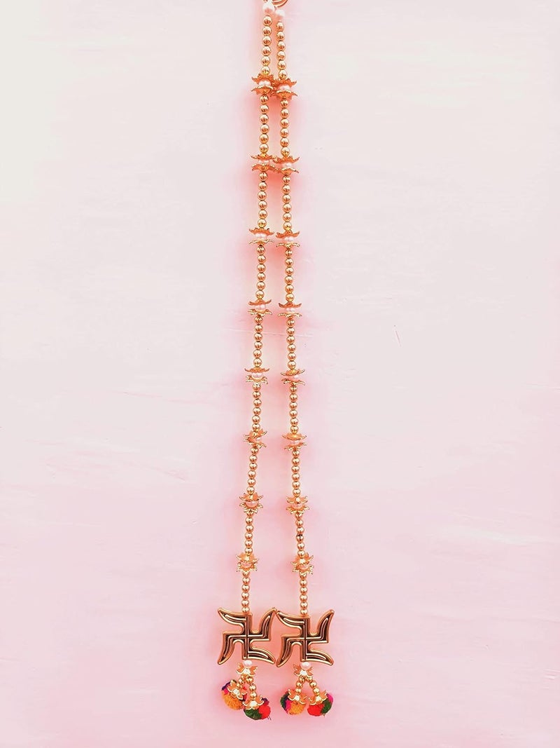 CREYENTES Latkan for Door Golden Ganesha with Leaf Bandarwal for Home Door Wall Hanging Door Decor Temple Pooja Room Diwali Toran Rajasthani Toran Latkan_sathiyo - Image 3