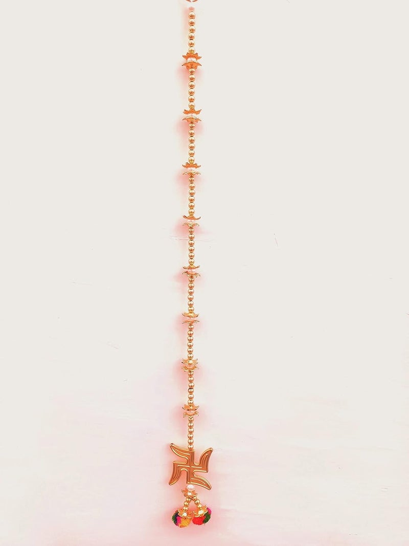 CREYENTES Latkan for Door Golden Ganesha with Leaf Bandarwal for Home Door Wall Hanging Door Decor Temple Pooja Room Diwali Toran Rajasthani Toran Latkan_sathiyo - Image 5