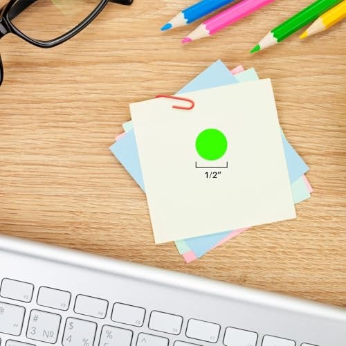 ChromaLabel Brand Fluorescent Green 1/2" Round Removable Stickers - 1000 Colored Dots for Arts & Crafts, Organization, Office, Retail, Classroom, Warehouse, Food Service, Medical - Made in USA - Image 3