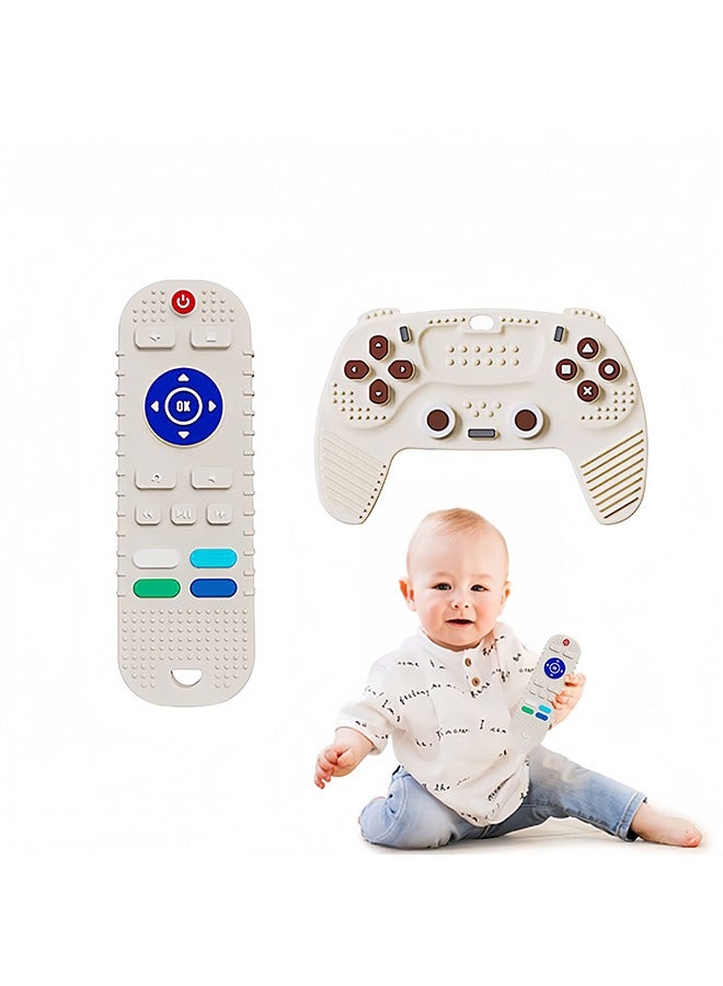 Baby Teething Toys for 3–12 Months – 2PCS Silicone Teether Set with Remote & Gamepad Design, BPA Free, Freezable, Pain Relief for Gums  - Image 1