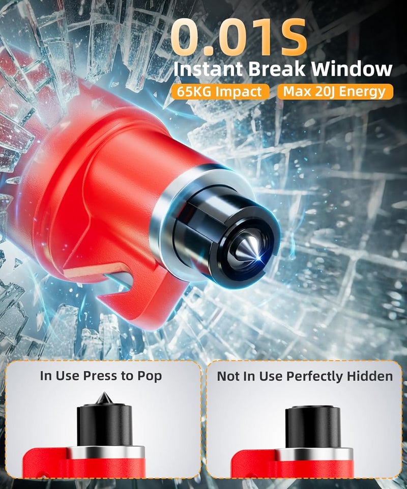 TICARVE Window Breaker Seatbelt Cutter Rechargeable Flashlights 120db+ Double Tubes Whistle Keychain Accessories Car Emergency Escape Tool Kits Portable Safety Rescue Essential Tools for Emergencies - Image 2