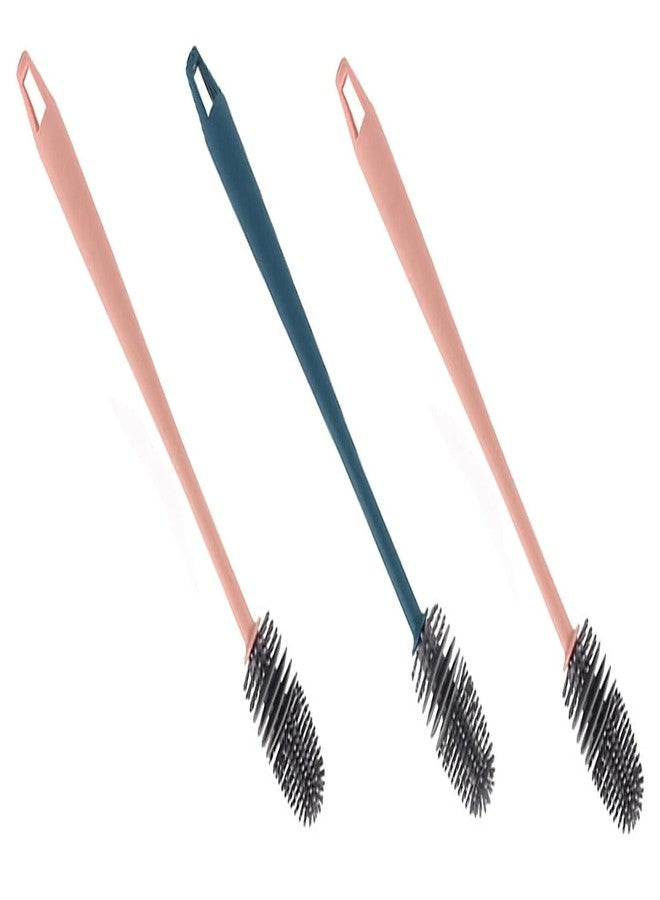 Nimbose® Silicone Bottle Cleaning Brush Set with Long Handle, Bottle Cleaner Brush for Glassware, Sports Bottle Vases, Baby Feeding Bottles, Water Bottle Cleaner Brushes Pack of 3 (Multicolor) - Image 1