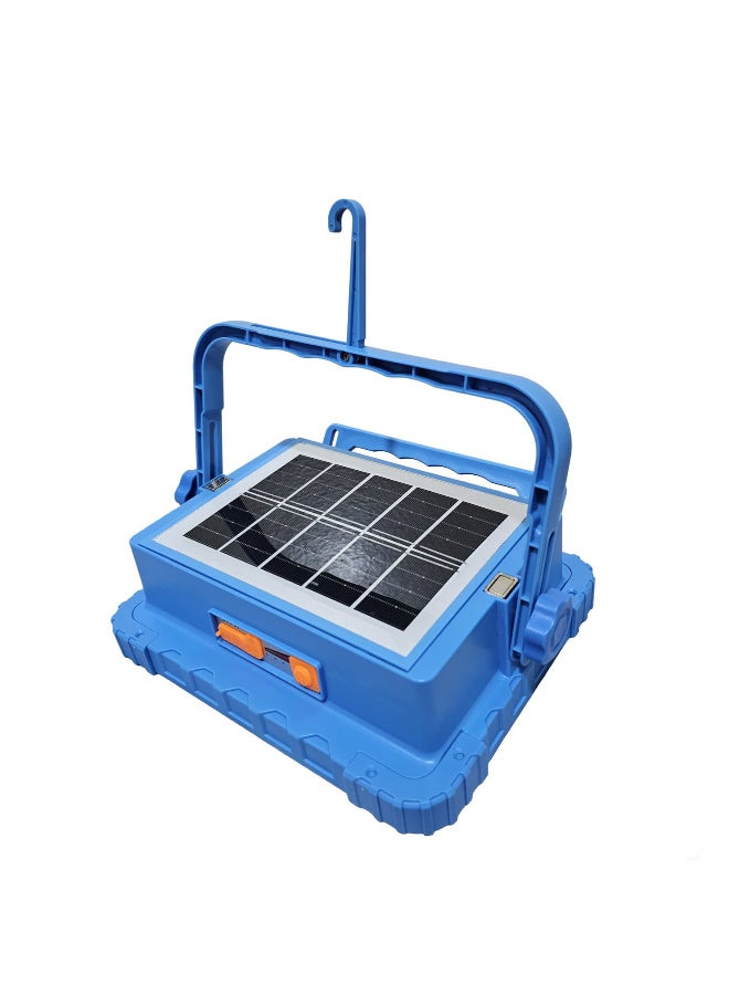 A waterproof, solar-powered outdoor light featuring multiple LEDs, suitable for gardens, walls, streets, and emergency situations. It can be charged via USB and also functions as a power bank. The solar panel can be mounted directly onto the light unit or detached. Storage capacity can be increased by expanding the number of batteries from three to six when needed. - Image 2